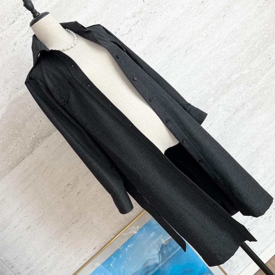 極美品★HERMES★ウール★フラノ★ベルト付★トレンチコート★ワンピース