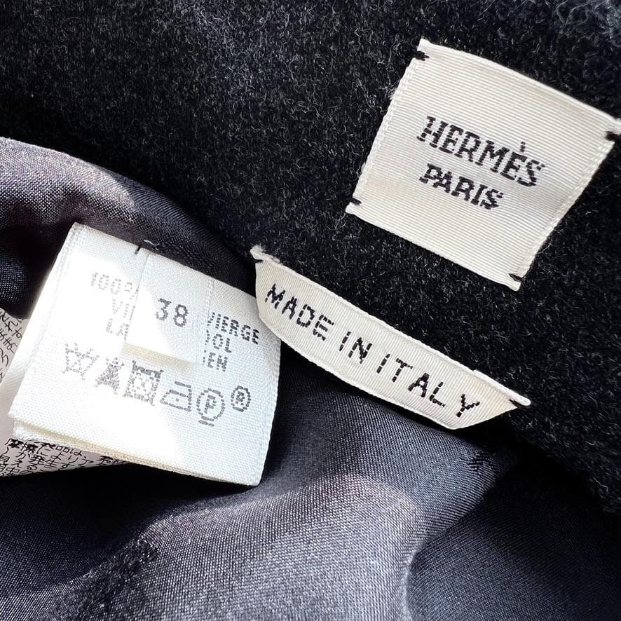 極美品★HERMES★ウール★フラノ★ベルト付★トレンチコート★ワンピース