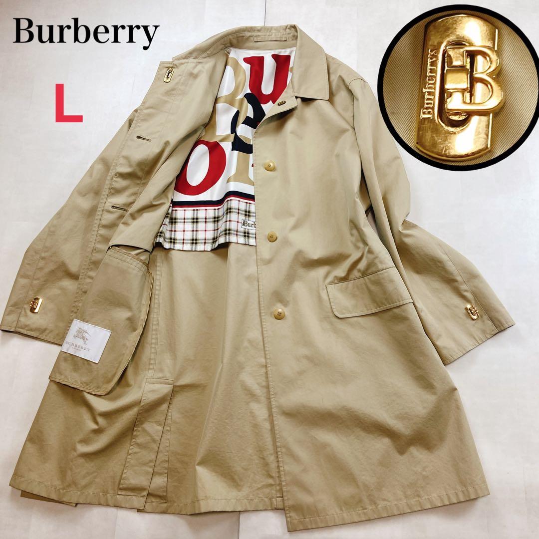 貴重 レア ゴールド金具 バーバリーロンドン スカーフ柄 ステンカラーコート