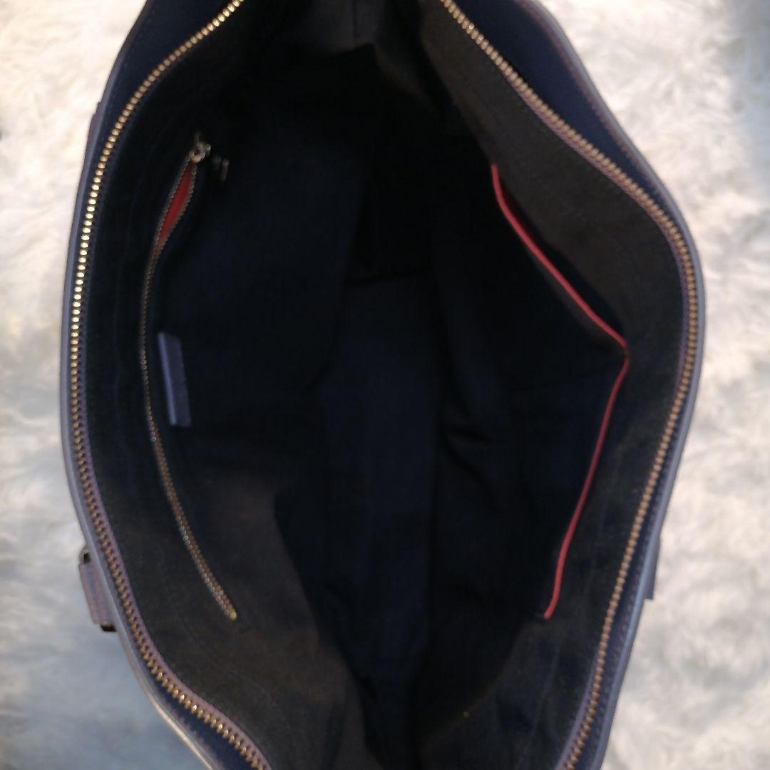 ポールスミス レザー インレイド マルチストライプハンドル トートバック グレー