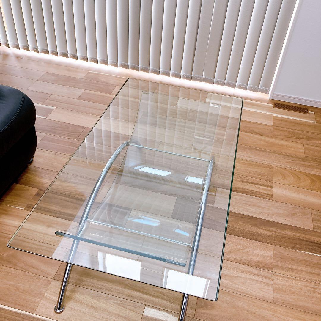 大塚家具　ガラステーブル　机　ローテーブル