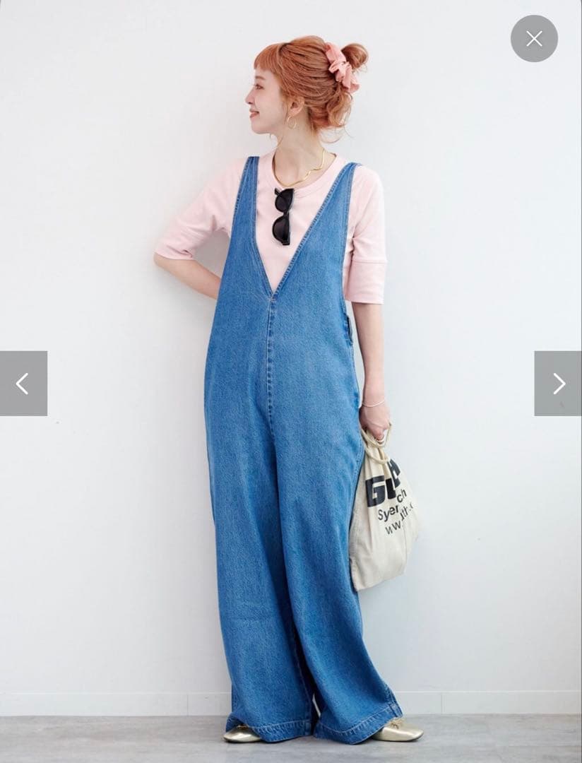 B.C STOCKデュジュールDU JOUR Vネック デニムサロペットroku