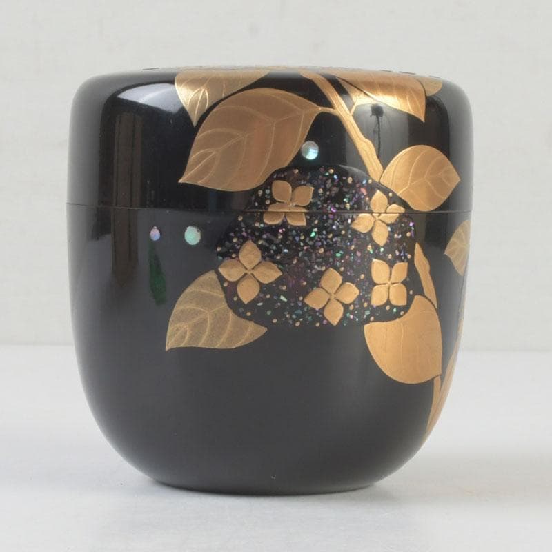 茶道具　加賀蒔絵師　竹内幸斎作　螺鈿装飾　紫陽花蒔絵　大棗　共箱　V　9879