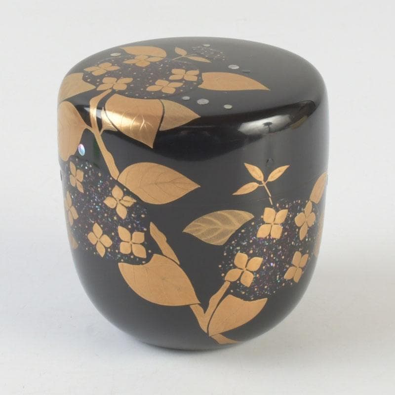 茶道具　加賀蒔絵師　竹内幸斎作　螺鈿装飾　紫陽花蒔絵　大棗　共箱　V　9879