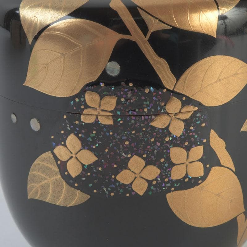 茶道具　加賀蒔絵師　竹内幸斎作　螺鈿装飾　紫陽花蒔絵　大棗　共箱　V　9879