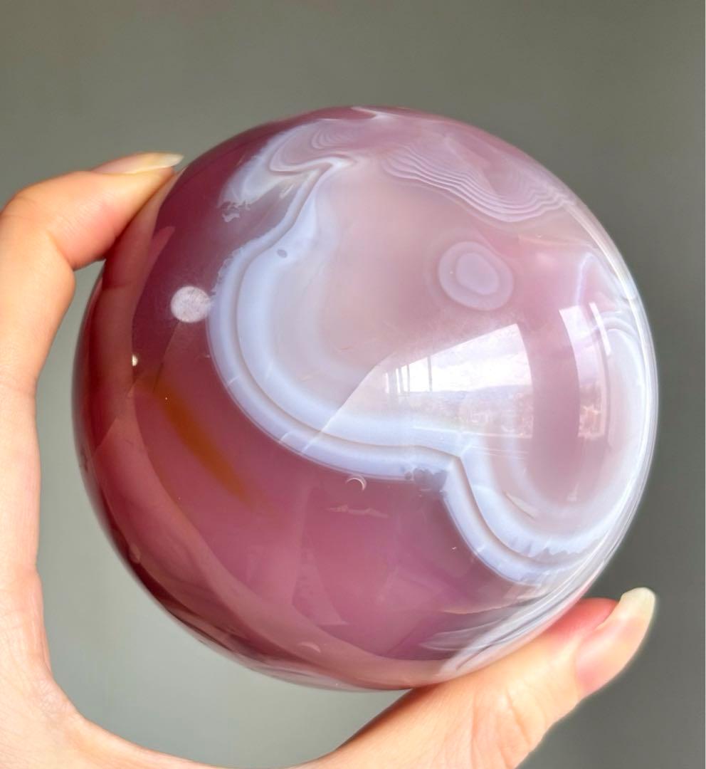 レア　高品質　ピンク瑪瑙　ピンクアゲート　BIGスフィア　8センチ