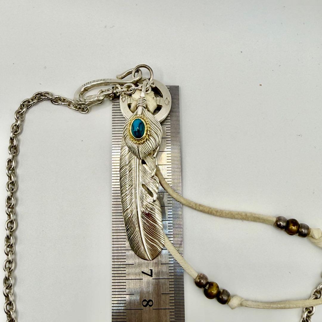 美品　タディ&キング　上銀金縄ターコイズフェザーL ネックレスセット