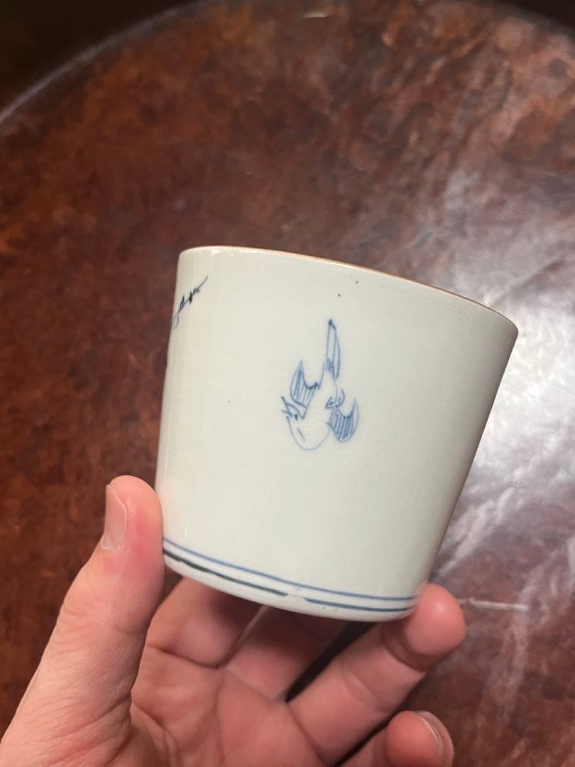 古伊万里　蕎麦猪口　あじさい　鶯　ウグイス　梅　雀　雲雀　紫陽花　民芸　民藝