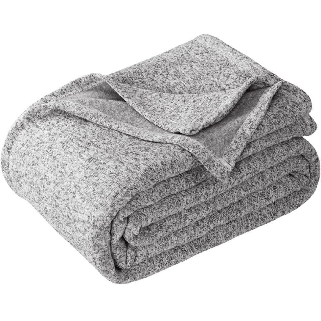 クイーン ブランケット ふわふわ 掛け布団 毛布 グレー 洗濯可 冬 無地