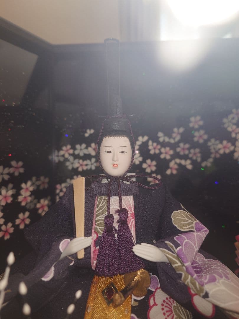 雛人形 桜の花柄 ガラスケース入り