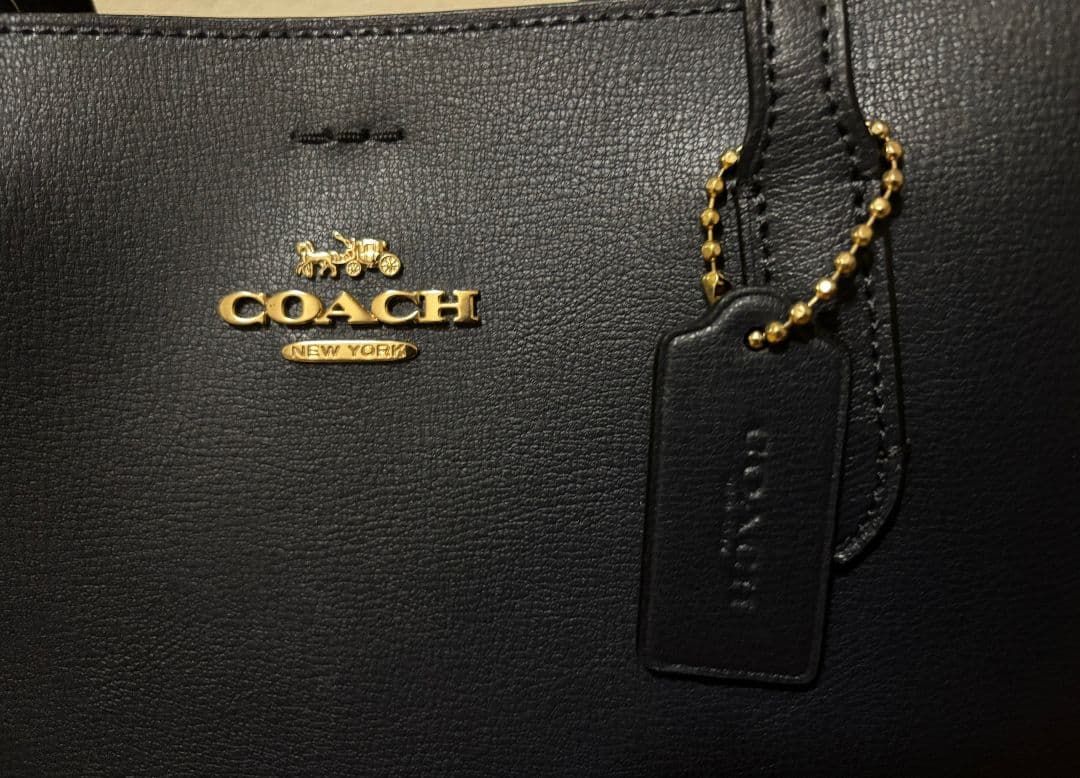 美品 COACH コーチ レザー トートバッグ 2way ネイビー
