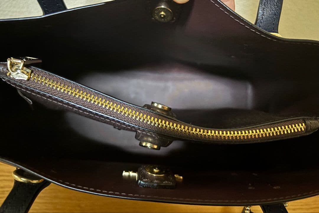 美品 COACH コーチ レザー トートバッグ 2way ネイビー