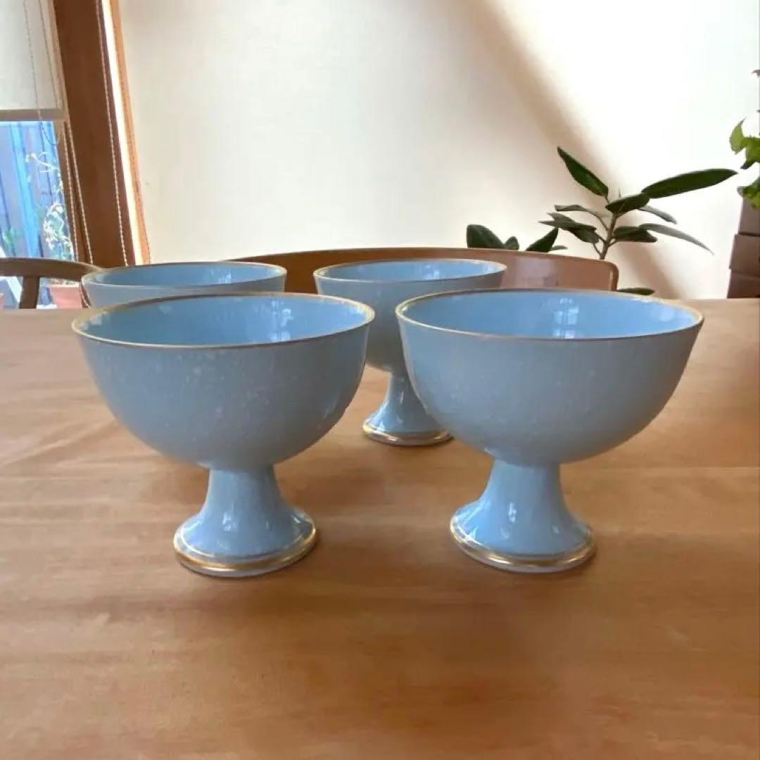 青色　高小鉢　デザートカップ 小鉢4個