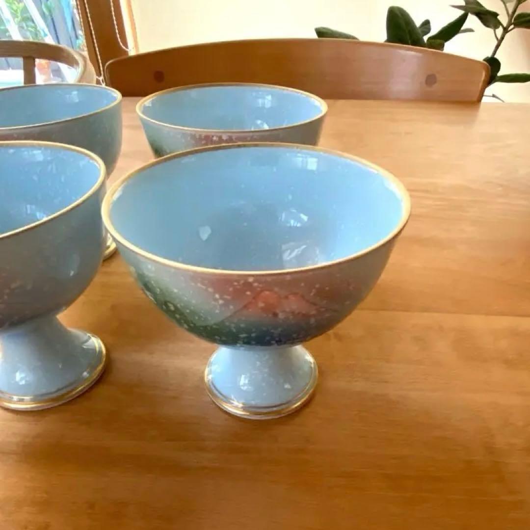 青色　高小鉢　デザートカップ 小鉢4個