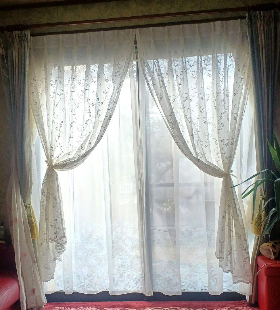 レースカーテン【こたつねこ様オーダー品②③小花刺繍トルコレース】ハンドメイド
