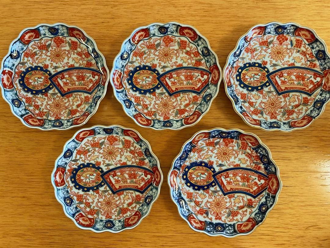 古伊万里　色絵　中皿　5枚セット