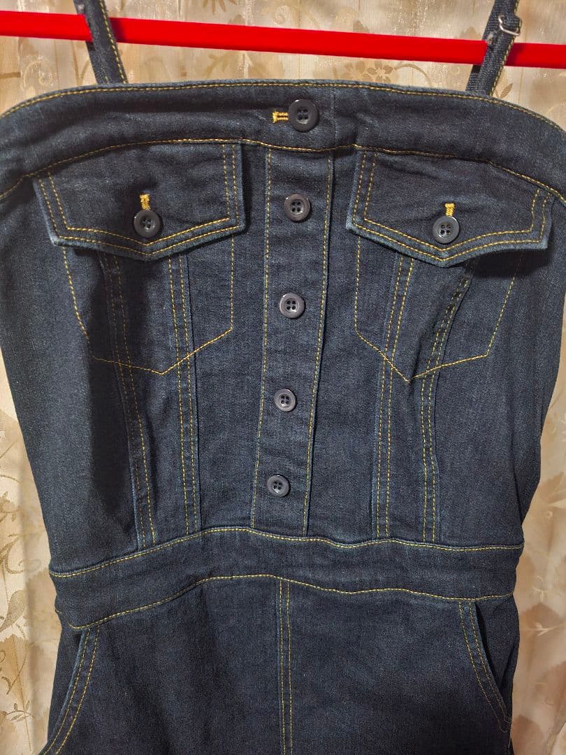 overE　オーバーイー　肩紐外せるストレッチデニムワンピース　U65