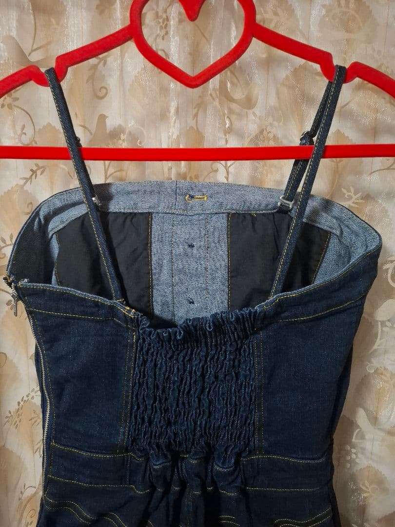 overE　オーバーイー　肩紐外せるストレッチデニムワンピース　U65