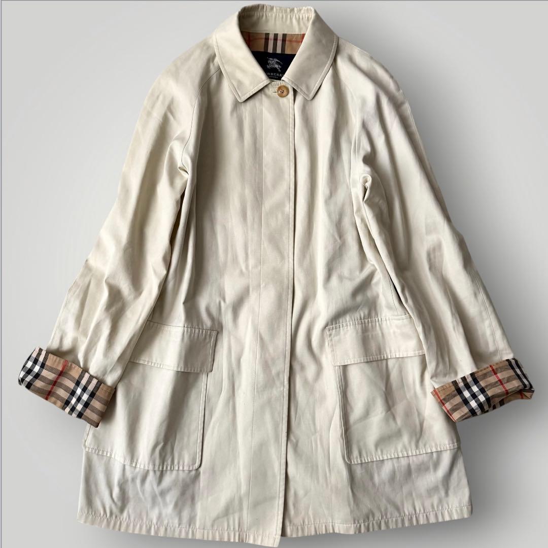 美品☆バーバリーロンドン ステンカラーコート ノバチェック 大きいサイズ