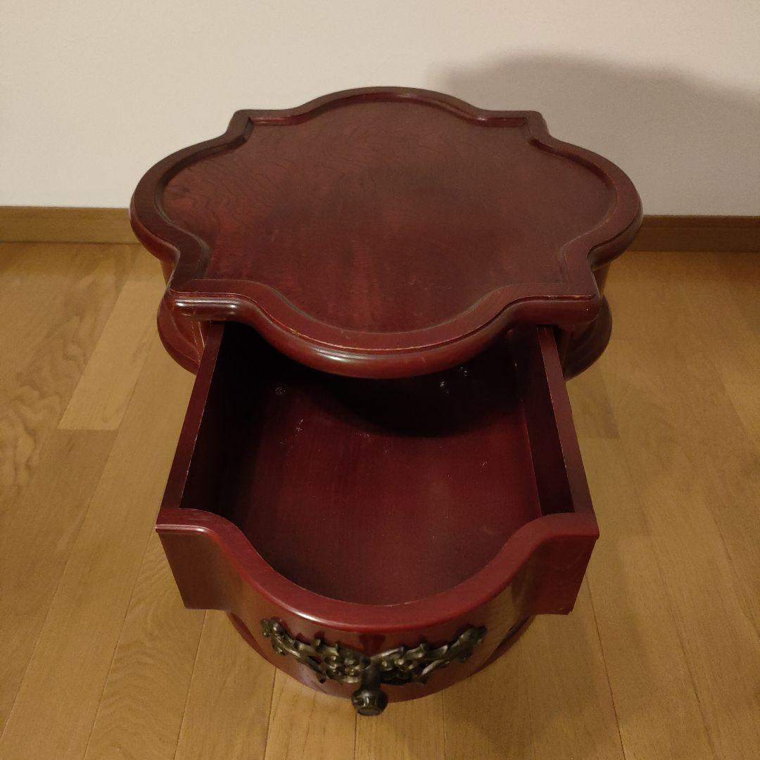 サイドテーブル 花びら型天井 引き出し付 ヴィンテージ アンティーク