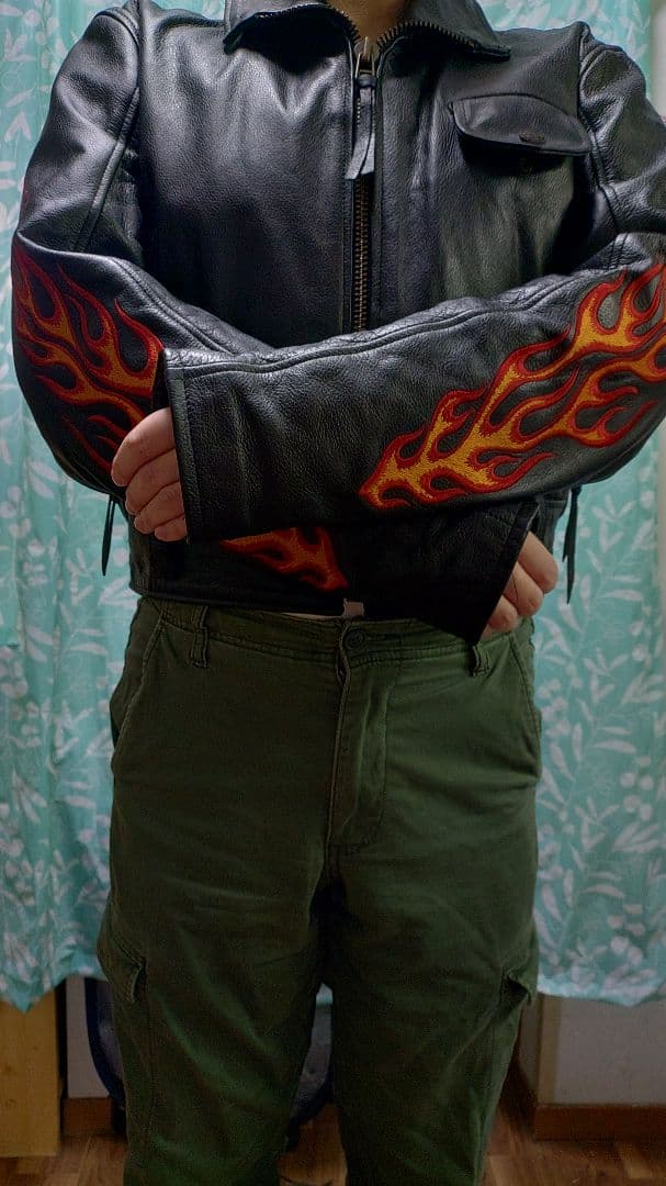 HARLEY DAVIDSON レザージャケット フレイムス刺繍