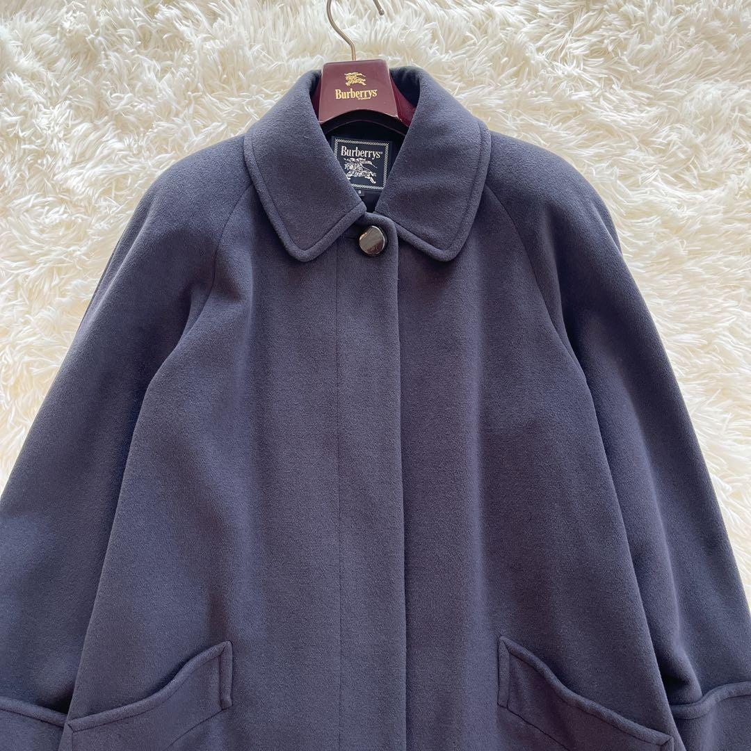 極美品　バーバリー　アンゴラ100% ステンカラーコート　ダークグレー　ロング