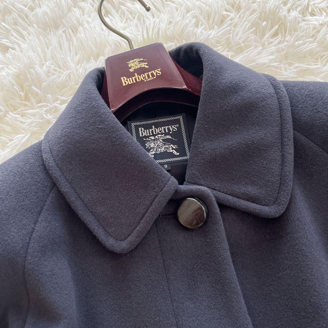 極美品　バーバリー　アンゴラ100% ステンカラーコート　ダークグレー　ロング