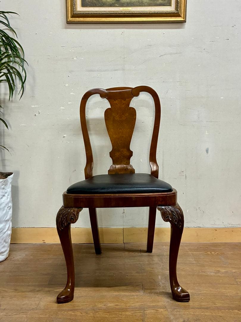 管446☆イギリス製☆ロイズアンティークス☆クィーンアンチェアー