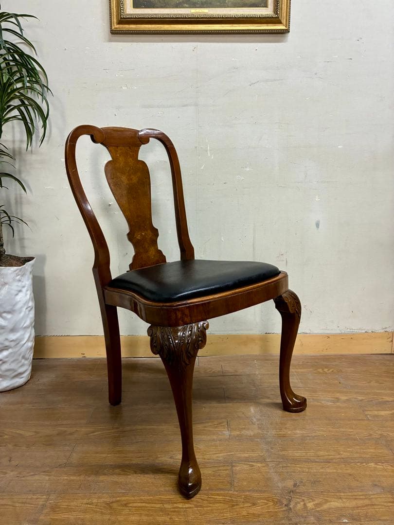 管446☆イギリス製☆ロイズアンティークス☆クィーンアンチェアー