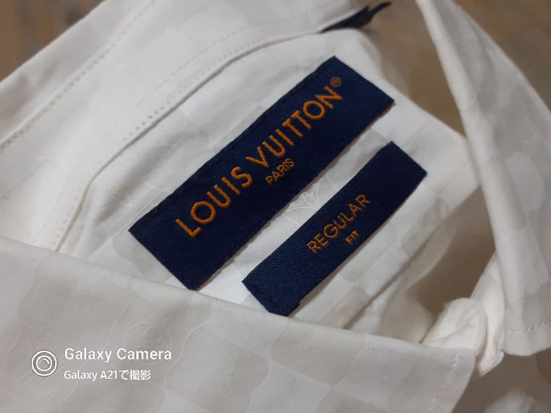 伊製 ルイヴィトン/242MF ダミエ ロゴ/ジャガード 半袖シャツ XL程度