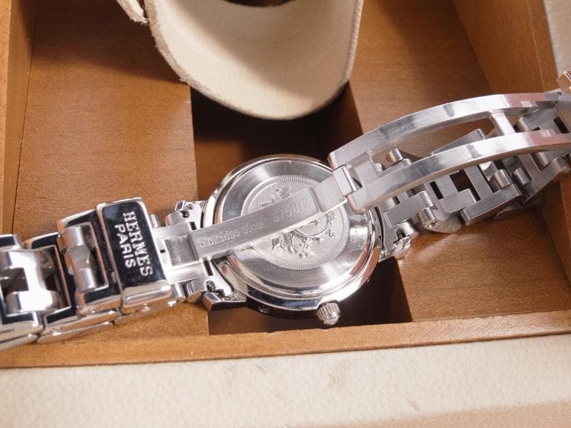 本物保証　エルメス　ウォッチ　ダイヤベゼル　ピンクゴールド文字盤