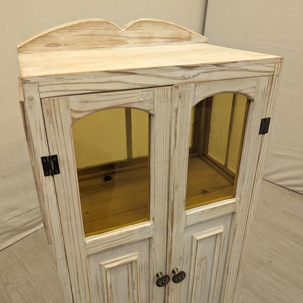 展示品　レトロガラス　シャビー　ハンドメイド　キャビネット　飾り棚　フレンチ　B