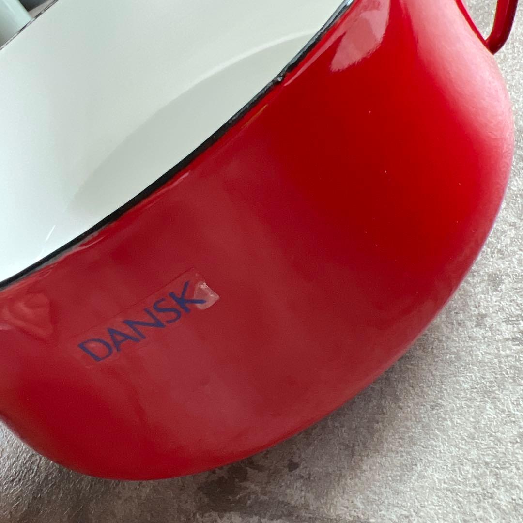 DANSK 赤 ホーロー鍋 蓋付き