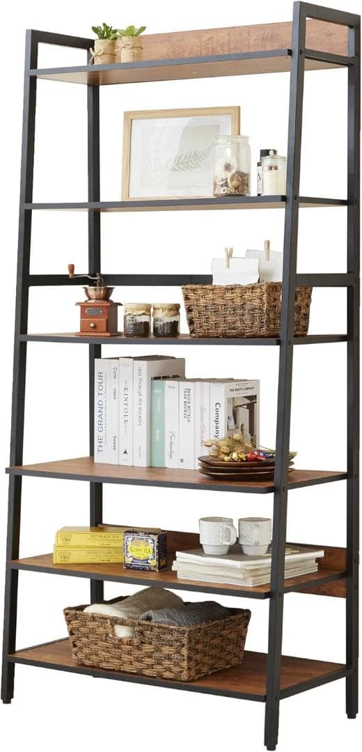 ドウシシャ ビスカーナ ラック 幅80cm 6段 棚 木製 黒 スチールフレーム