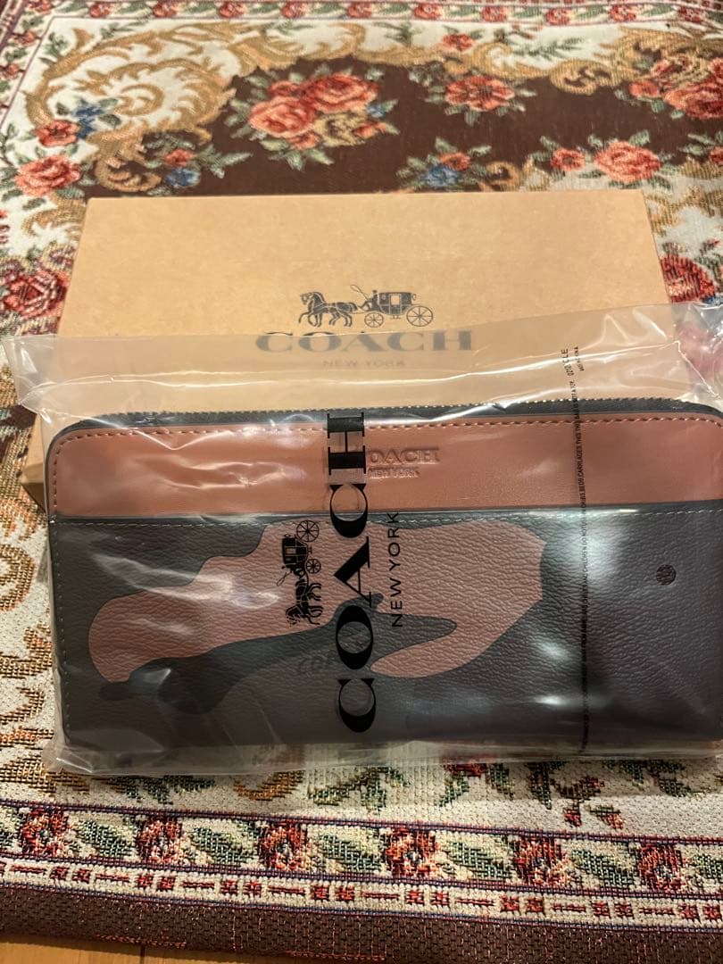 COACH コーチ ラウンドファスナー 迷彩 カモフラージュ 袋付き