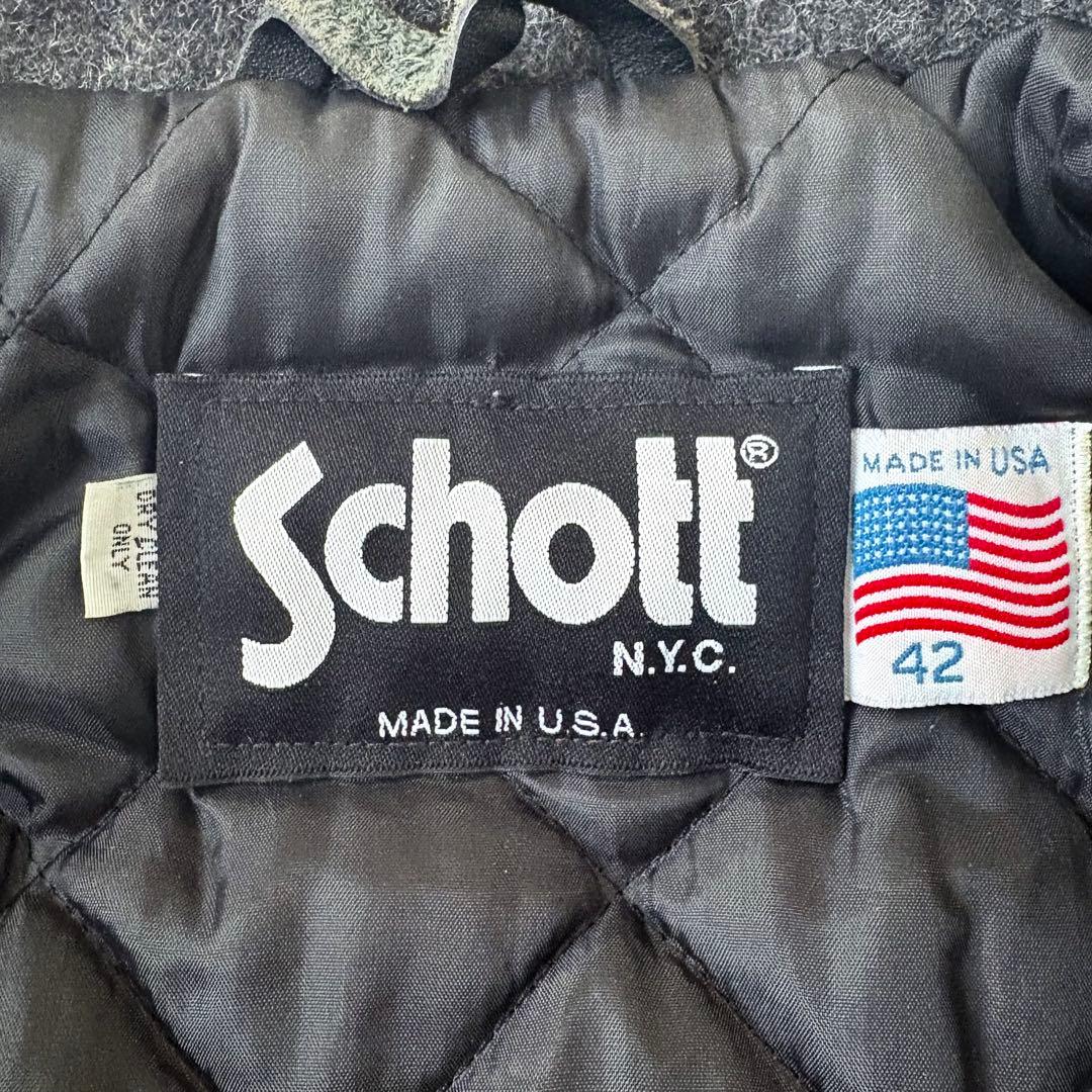 Schott ショット ウール ジャケット シングルライダース グレー LL