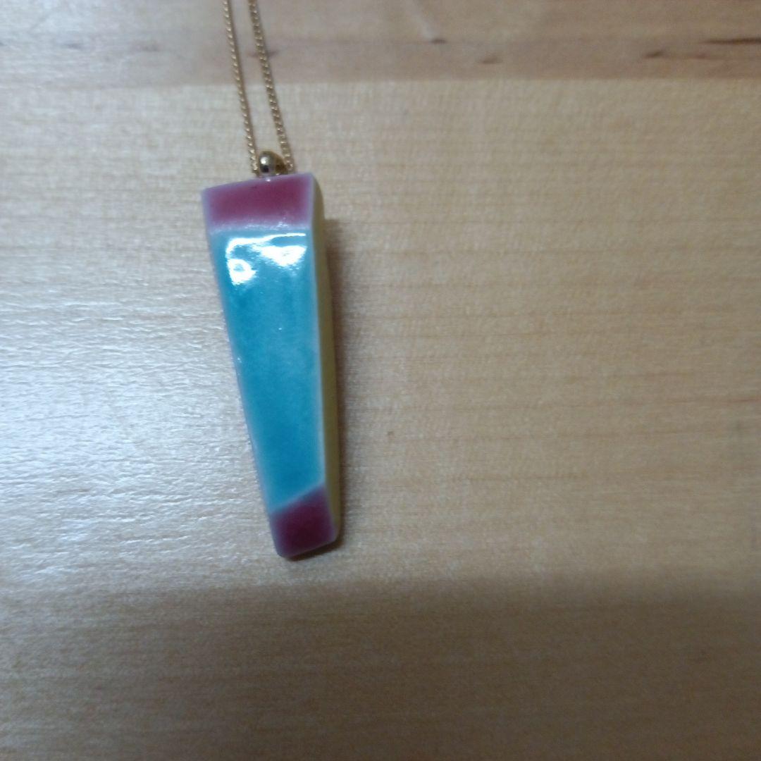 九谷焼青紫グラデーション三角ペンダントネックレス大橋明日香