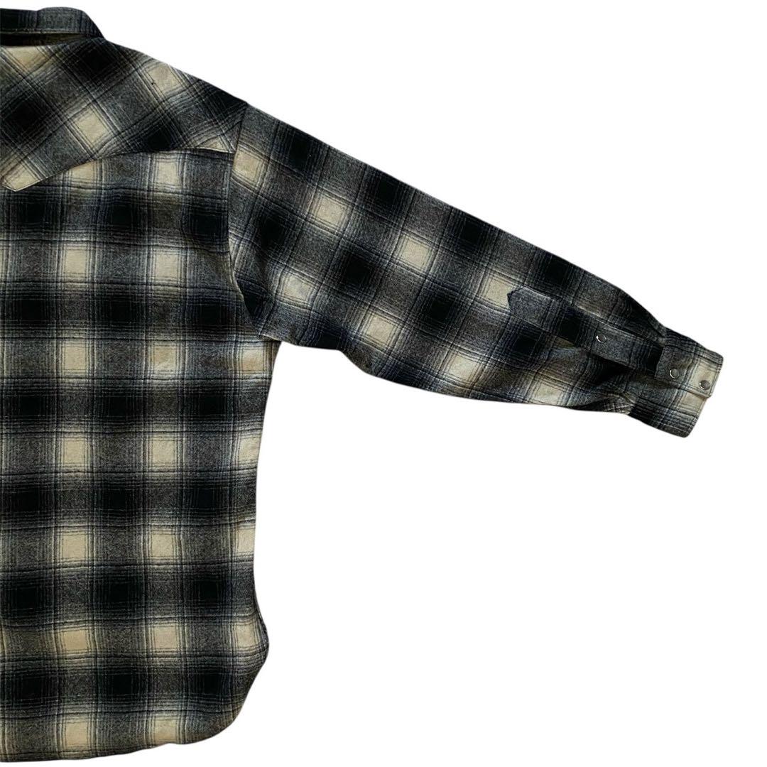 PENDLETON 90s シャドウチェック　オンブレ　白　黒　ペンドルトン　L