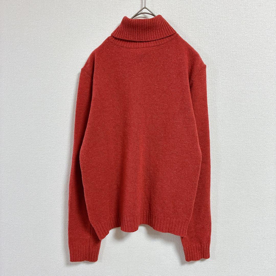 バーバリー◇ブルーレーベル【M】タートルネックニットセーター メガチェック柄 赤