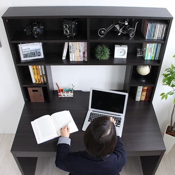 【新品・送料無料】パソコンデスク 上下書棚付き 115cm幅 上下一体型