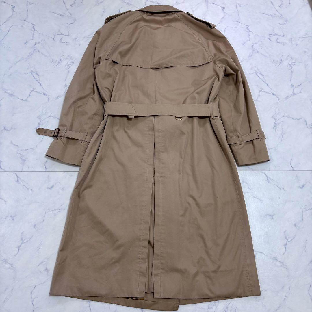 良品 バーバリーズ ノバチェック ロングトレンチコート L相当 ベージュ 英国製