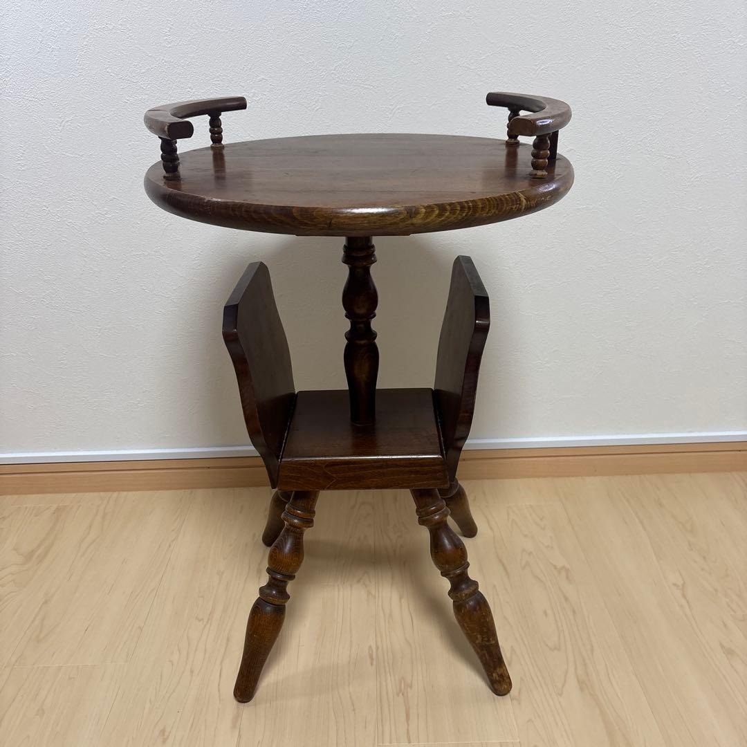 昭和レトロ 飛騨産業 キツツキ サイドテーブル コーヒーテーブル 丸テーブル