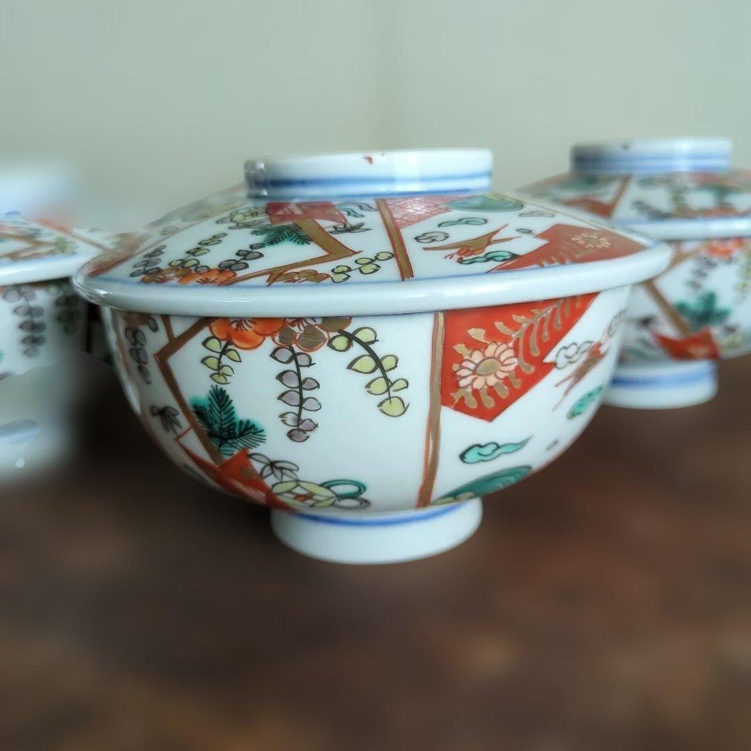 骨董 伊万里 古伊万里 蓋付茶碗 茶碗 煮物碗 お雑煮 蓋付 5つ〜