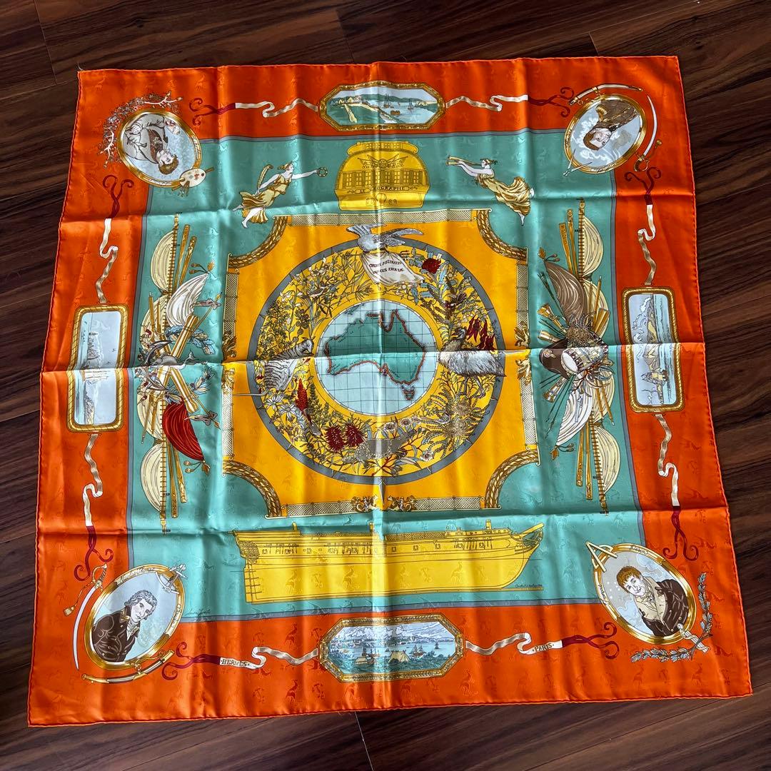 極美品 HERMES エルメス カレ90 シルク スカーフ オーストラリア