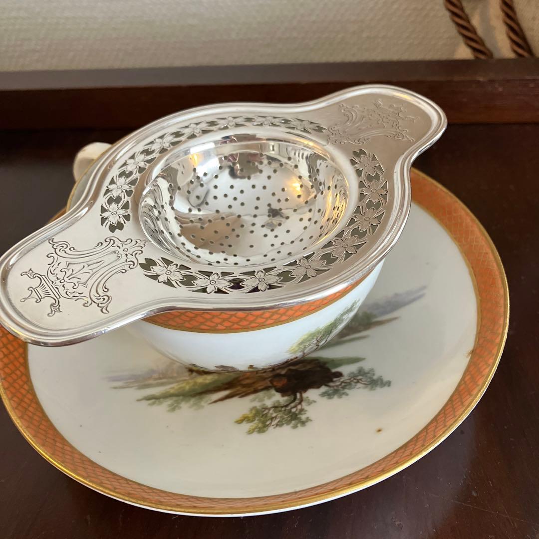 アメリカ製　アンティーク　純銀ピアス細工ティーストレーナー