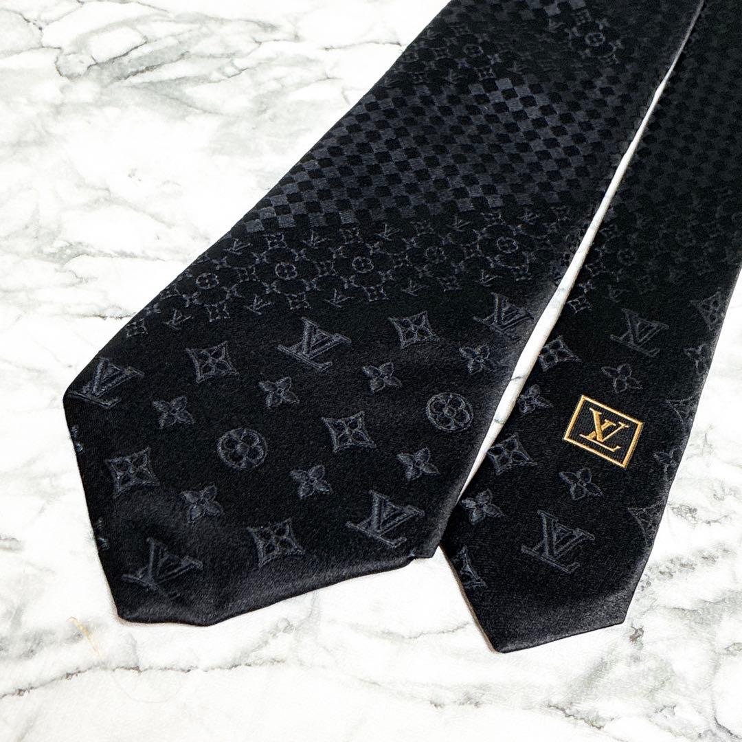 ✨週末で出品終了✨ルイヴィトン　ダミエミックスモノグラム　ブラック　ネクタイ