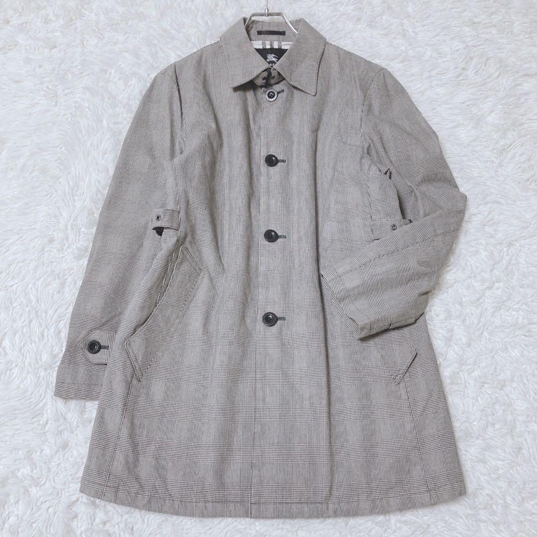バーバリーブラックレーベル　ステンカラーコート　千鳥格子　裏地　ノバチェック　M