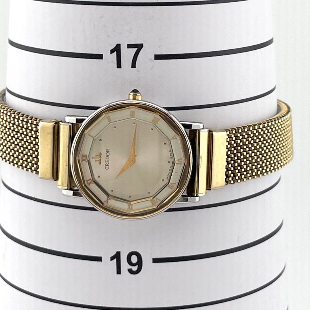 【稼働/18KT】クレドール　セイコー　腕時計　シェル文字盤　ドデカゴン　多角形