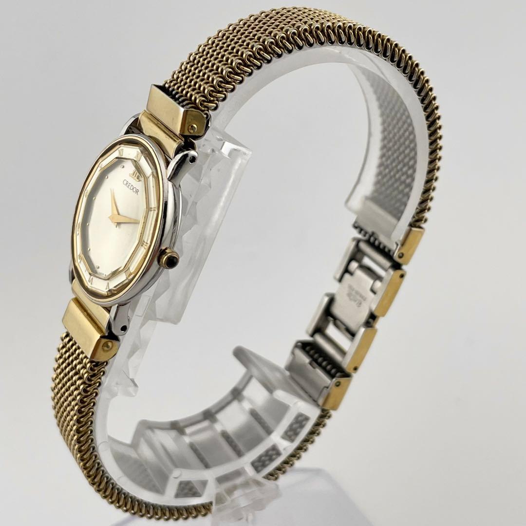 【稼働/18KT】クレドール　セイコー　腕時計　シェル文字盤　ドデカゴン　多角形