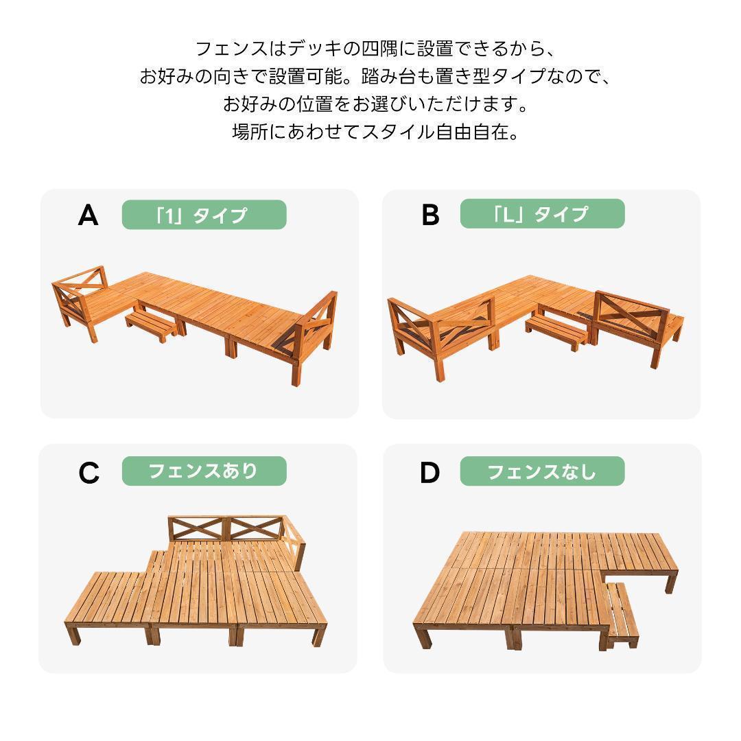 ウッドデッキ 天然木 キット 9点セット 組み合わせ自由 ウッドパネル